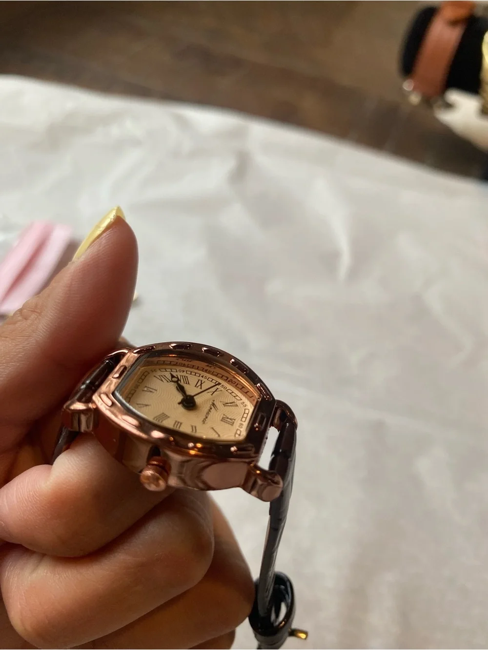 3 piece - Women's Brown Leather Strap Watch - Brown Dial
